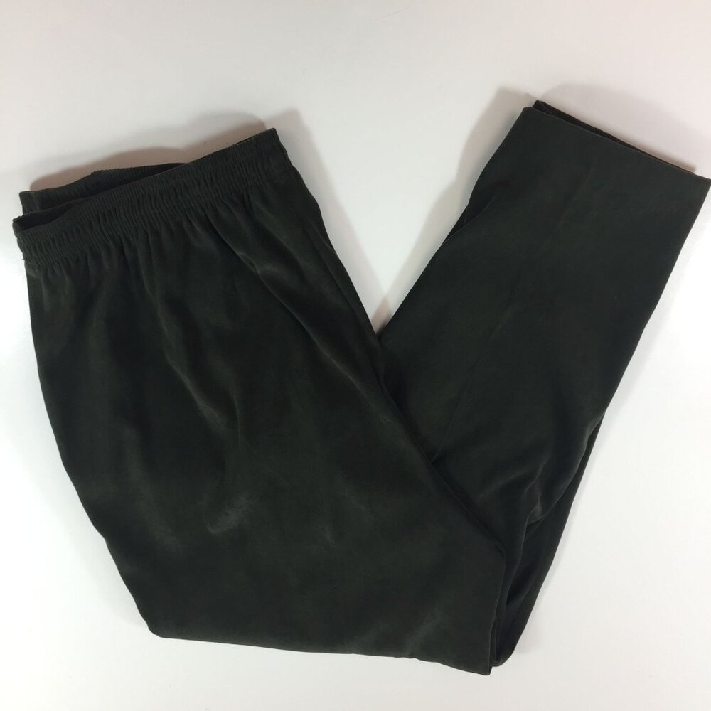 Dressbarn Women Olive Green Slack Pants Work Office Casual Elastic Waist Size 16